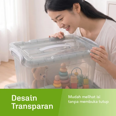 Gambar Stora Kotak Penyimpanan Dengan Tutup Set 3 pcs - Abu-Abu