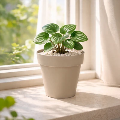 Gambar Soleil Nara Pot Tanaman Plastik Basic 15.5x15.5x14.5 cm - Cokelat
