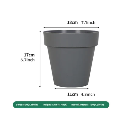 Gambar Soleil Nara Pot Tanaman Plastik Basic 18x18x17 cm - Abu-Abu