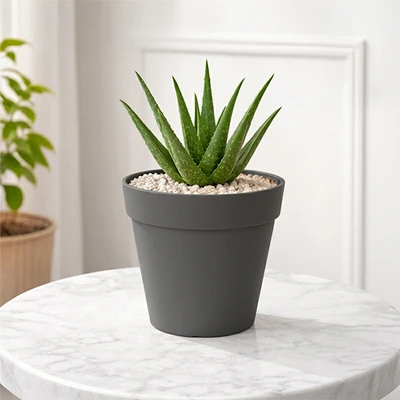 Gambar Soleil Nara Pot Tanaman Plastik Basic 23x23x21 cm - Abu-Abu