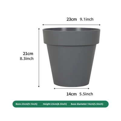 Gambar Soleil Nara Pot Tanaman Plastik Basic 23x23x21 cm - Abu-Abu