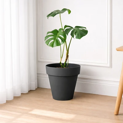Gambar Soleil Nara Pot Tanaman Plastik Basic 28x28x25 cm - Abu-Abu