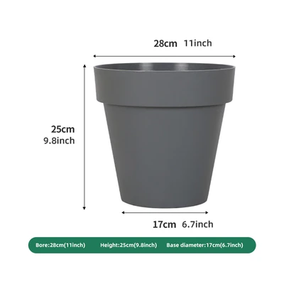 Gambar Soleil Nara Pot Tanaman Plastik Basic 28x28x25 cm - Abu-Abu
