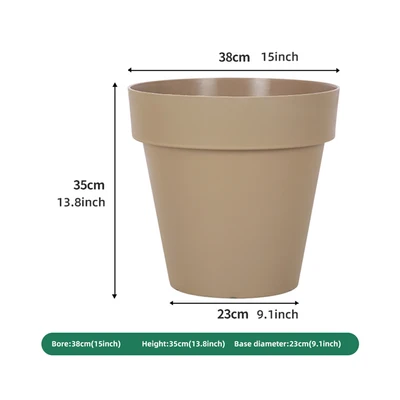 Gambar Soleil Nara Pot Tanaman Plastik Basic 38x38x35 cm - Cokelat