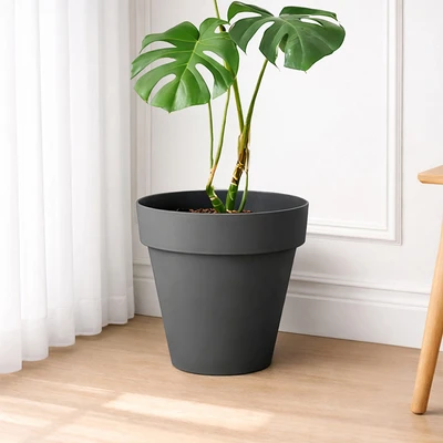 Gambar Soleil Nara Pot Tanaman Plastik Basic 38x38x35 cm - Abu-Abu