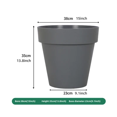 Gambar Soleil Nara Pot Tanaman Plastik Basic 38x38x35 cm - Abu-Abu