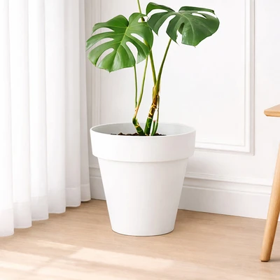Gambar Soleil Nara Pot Tanaman Plastik Basic 38x38x35 cm - Putih