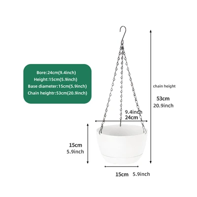 Gambar Soleil Nami Pot Tanaman Gantung Plastik 24x24x15 cm - Putih