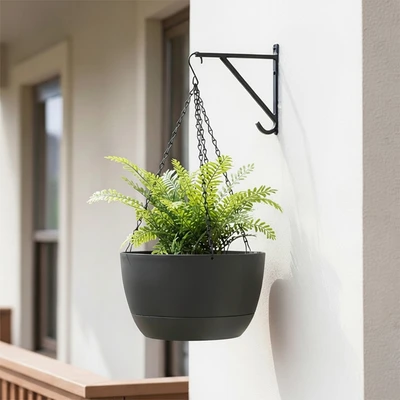 Gambar Soleil Nami Pot Tanaman Gantung Plastik 24x24x15 cm - Abu-abu Tua