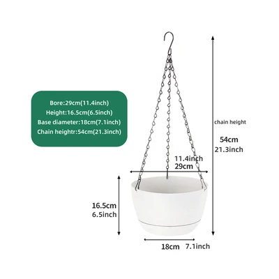 Gambar Soleil Nami Pot Tanaman Gantung Plastik 29x29x16.5 cm - Putih