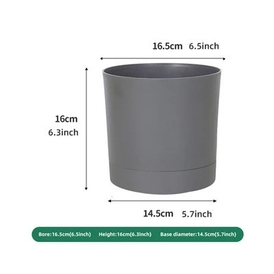 Gambar Soleil Nordic Pot Tanaman Self Watering Plastik 16.5x16.5x16 cm - Abu-Abu