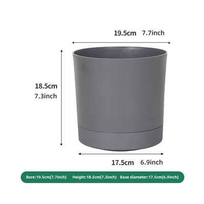 Gambar Soleil Nordic Pot Tanaman Self Watering Plastik 19.5x19.5x18.5 cm - Abu-Abu