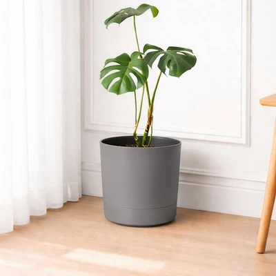 Gambar Soleil Nordic Pot Tanaman Self Watering Plastik 25x25x24 cm - Abu-Abu