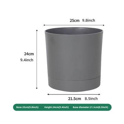 Gambar Soleil Nordic Pot Tanaman Self Watering Plastik 25x25x24 cm - Abu-Abu