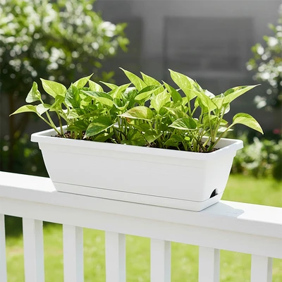 Gambar Soleil Siena Pot Tanaman Plastik Rectangular 50x20x15 cm - Putih