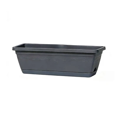 Gambar Soleil Siena Pot Tanaman Plastik Rectangular 50x20x15 cm - Abu-abu Tua