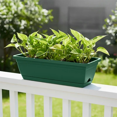 Gambar Soleil Siena Pot Tanaman Plastik Rectangular 50x20x15 cm - Hijau Tua