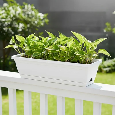 Gambar Soleil Siena Pot Tanaman Plastik Rectangular 58x23x18 cm - Putih
