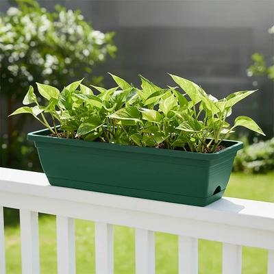 Gambar Soleil Siena Pot Tanaman Plastik Rectangular 58x23x18 cm - Hijau Tua