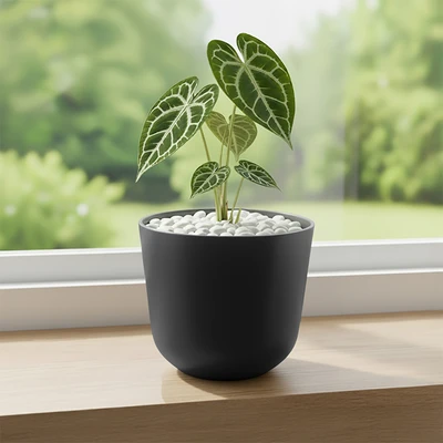 Gambar Soleil Lunea Pot Tanaman Plastik 16x16x14 cm - Hitam