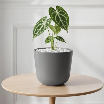 Gambar Soleil Lunea Pot Tanaman Plastik 19x19x16.5 cm - Abu-Abu