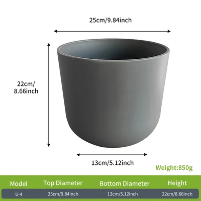 Gambar Soleil Lunea Pot Tanaman Plastik 25x25x22 cm - Abu-Abu