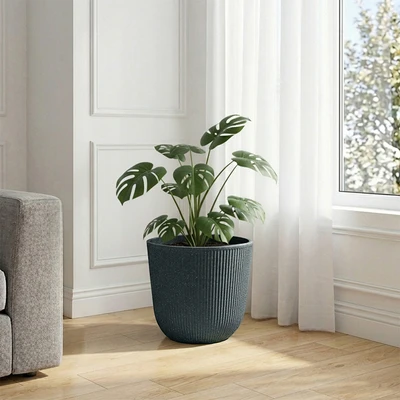 Gambar Soleil Nevia Pot Tanaman Plastik Round 35x35x31 cm - Abu-Abu