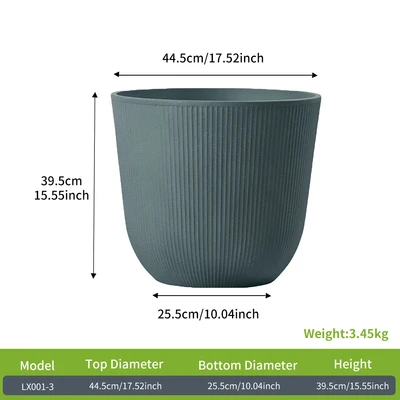 Gambar Soleil Nevia Pot Tanaman Plastik Round 45x45x39.5 cm - Abu-Abu