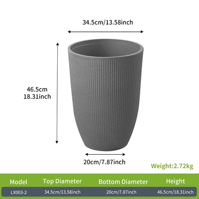 Gambar Soleil Nevia Pot Tanaman Plastik Cylinder 35x35x46.5 cm - Abu-Abu