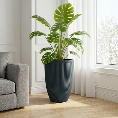Gambar Soleil Nevia Pot Tanaman Plastik Cylinder 45x45x57.5 - Abu-Abu