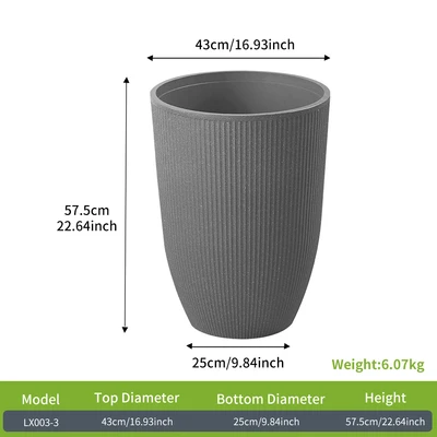 Gambar Soleil Nevia Pot Tanaman Plastik Cylinder 45x45x57.5 - Abu-Abu