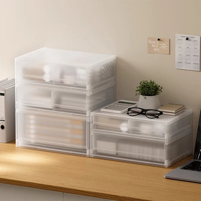 Gambar Stora Kotak Penyimpanan Plastik Frosted Double Wide 37x26x11.5 cm Transparan