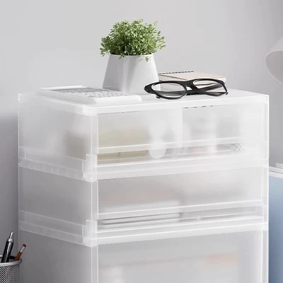 Gambar Stora Kotak Penyimpanan Plastik Frosted Double Wide 37x26x17.5 cm Transparan