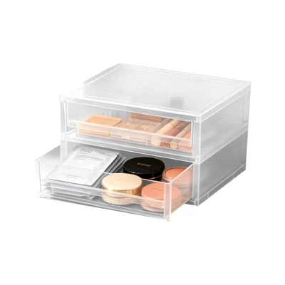 Gambar Stora Kotak Penyimpanan Plastik Frosted Single Half Wide 25.7x18.5x11.7 cm Transparan