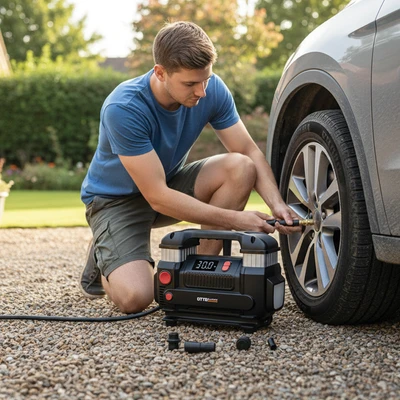 Gambar Maxbuilt Pompa Ban Elektrik Double Cylinder 12V - Hitam