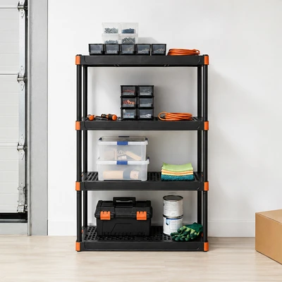 Gambar Tactix Rak Penyimpanan Perkakas 4 Tingkat 92x45x140 cm - Hitam/Oranye