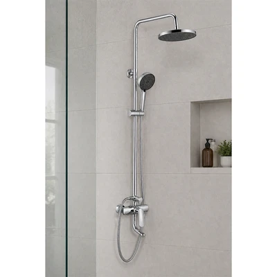 Gambar Acroz Velos Set Shower Mandi Column 3 Way Output - Silver Chrome
