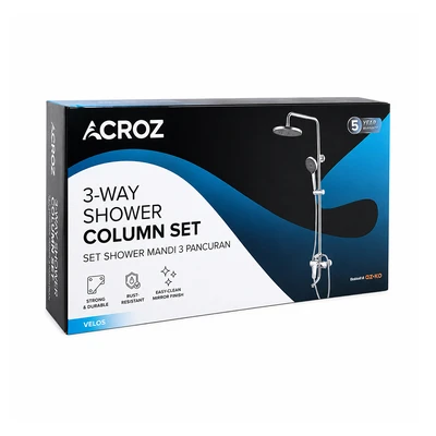 Gambar Acroz Velos Set Shower Mandi Column 3 Way Output - Silver Chrome