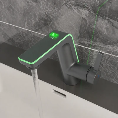 Gambar Acroz Elysio Keran Wastafel Mixer LED - Abu-abu Gumetal