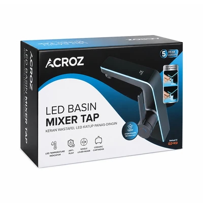 Gambar Acroz Elysio Keran Wastafel Mixer LED - Abu-abu Gumetal