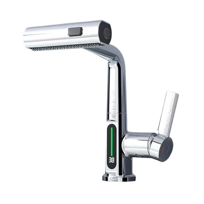Gambar Acroz Keran Dapur Mixer Pullout LED - Silver Chrome