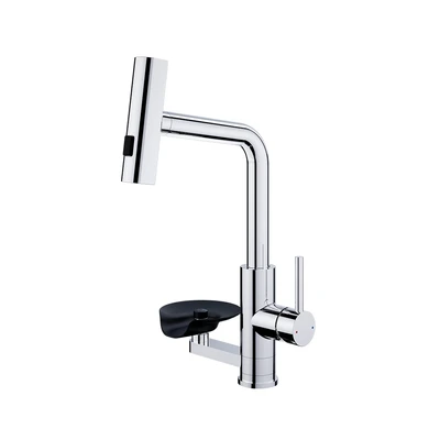 Gambar Acroz Keran Dapur Mixer Pullout Dengan Pembersih - Silver Chrome