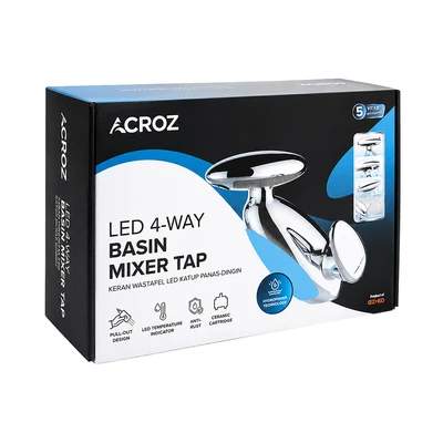 Gambar Acroz Pengu Keran Wastafel Mixer Pullout LED - Silver Chrome