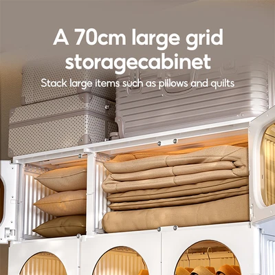 Gambar Stora Lemari Pakaian Lipat 9 Pintu Dengan Laci 106.5x55x198 cm - Putih