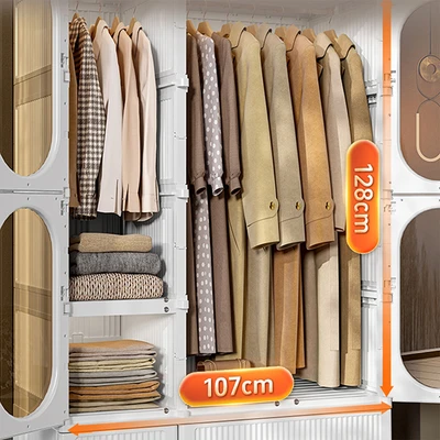 Gambar Stora Lemari Pakaian Lipat 9 Pintu Dengan Laci 106.5x55x198 cm - Putih