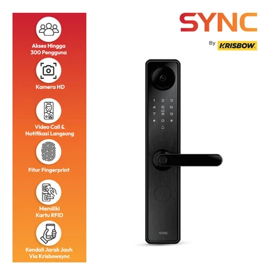 Gambar Krisbow Sync Smart Digital Door Lock Dengan Kamera R5 V2 - Abu-abu
