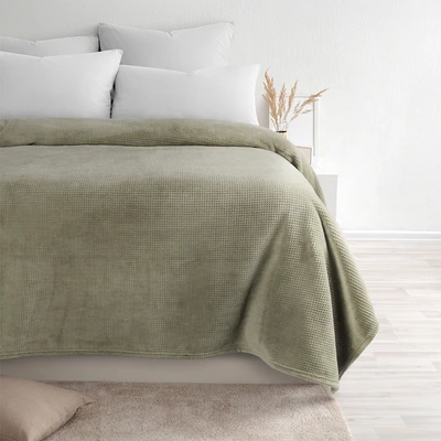 Gambar Informa 150x200 cm Selimut Polyester Burnout Waffle - Abu-Abu Beige