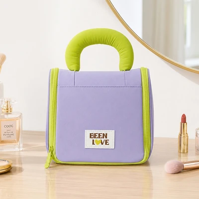 Gambar Ataru Tas Kosmetik Puffy Square Front Zip - Ungu
