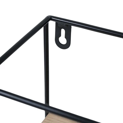 Gambar Stora Rak Dinding 2 Tingkat Forge Square 25x12x25 cm - Hitam/Cokelat Natural