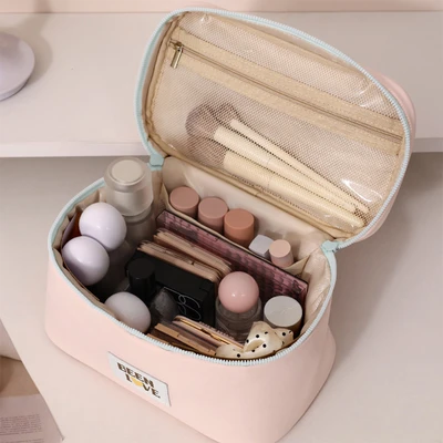 Gambar Ataru Tas Kosmetik Puffy - Pink/Biru